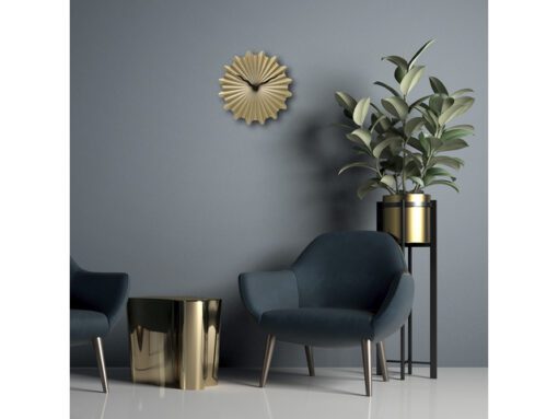 Metalen wandklok - 40cm - Stille klok - Goud - NeXtime      "Sunny"
