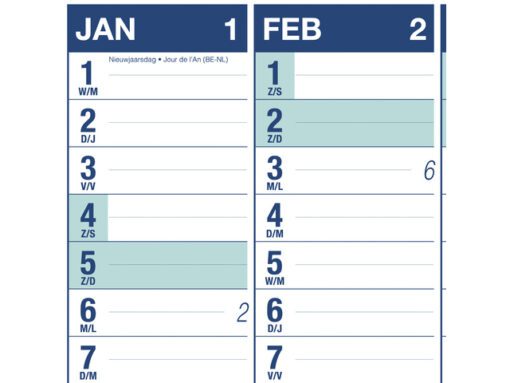 Muurplanner Kangaro 2026 NL/FR uitwisbaar 70x100cm met      gratis marker en wisser