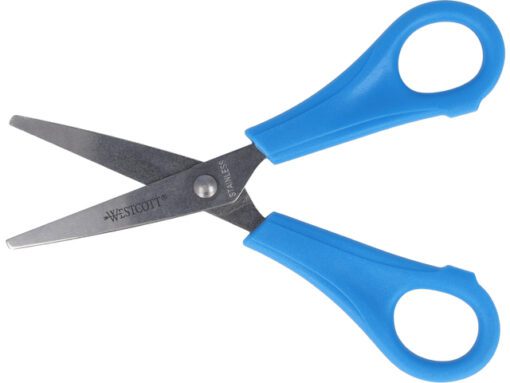 Schaar Westcott Kids 13cm RH kunstst. spitse punt blauw in  zak