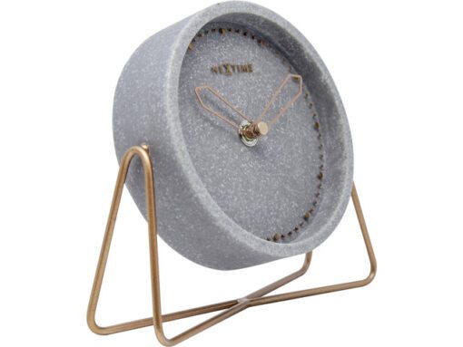 Tafelklok NeXtime 17.5x15.5x5 cm, polyresin, grijs