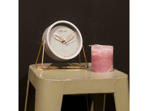 Tafelklok NeXtime 17.5x15.5x5 cm, polyresin, grijs