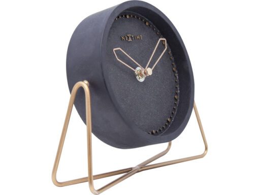 Tafelklok NeXtime 17.5x15.5x5 cm, polyresin, zwart