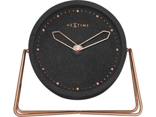 Tafelklok NeXtime 17.5x15.5x5 cm, polyresin, zwart