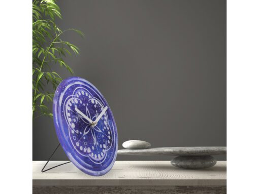 Tafelklok Nextime dia 20cm indigo glas Cosmo Indigo Tafel