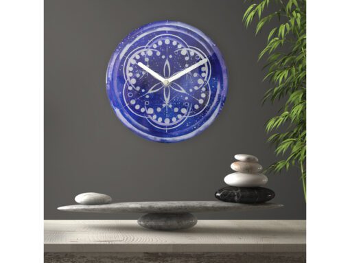 Tafelklok Nextime dia 20cm indigo glas Cosmo Indigo Tafel
