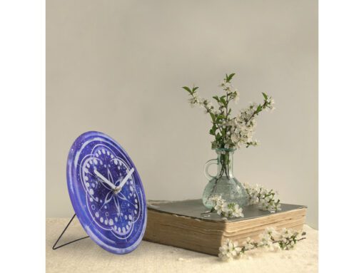 Tafelklok Nextime dia 20cm indigo glas Cosmo Indigo Tafel