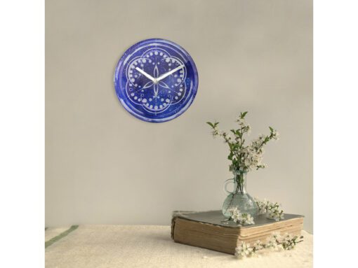 Tafelklok Nextime dia 20cm indigo glas Cosmo Indigo Tafel