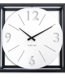 Tafel/wandklok NeXtime Time Frame 40x40cm wit metaal