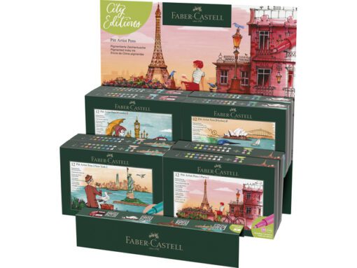 Tekenstift Faber-Castell Pitt Artist Pen Brush display      steden New York, Paris, London, Sydney 8 sets