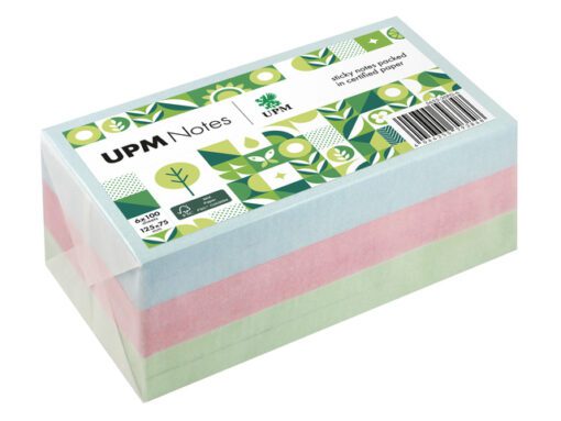 UPM notes 125x75 pastel assorti pak 6x 100 vel blauw,       groen, roze