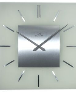 Wandklok NeXtime 40 x 40 cm, melkglas, 'Stripe Square'      Radio Controlled
