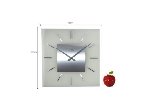 Wandklok NeXtime 40 x 40 cm, melkglas, 'Stripe Square'      Radio Controlled