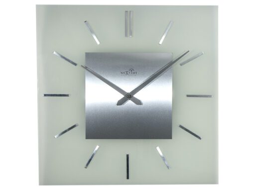 Wandklok NeXtime 40 x 40 cm, melkglas, 'Stripe Square'      Radio Controlled