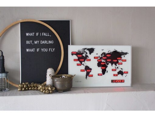 Wandklok NeXtime 55 x 36 cm, alu, World Time Digit