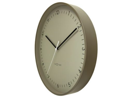 Wandklok NeXtime Berlin L 40cm kaki aluminium