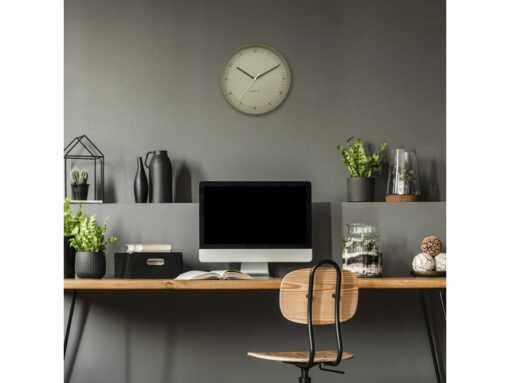Wandklok NeXtime Berlin L 40cm kaki aluminium