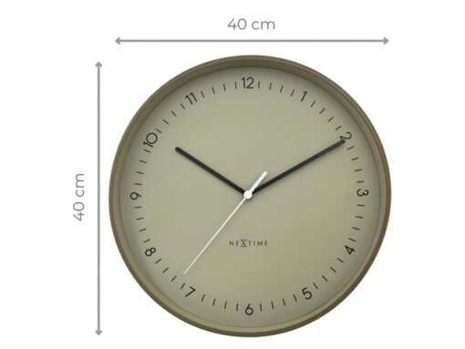 Wandklok NeXtime Berlin L 40cm kaki aluminium