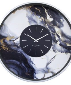 Wandklok NeXtime Marble Duo 48cm zilver metaal
