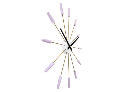 Wandklok NeXtime Plug Inn 58cm lavendel RVS