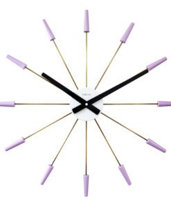 Wandklok NeXtime Plug Inn 58cm lavendel RVS