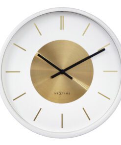 Wandklok NeXtime Retro II 25cm wit/goud metaal