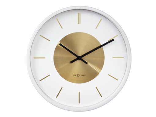 Wandklok NeXtime Retro II 25cm wit/goud metaal