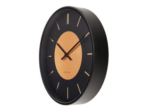 Wandklok NeXtime Retro II 25cm zwart/koper metaal