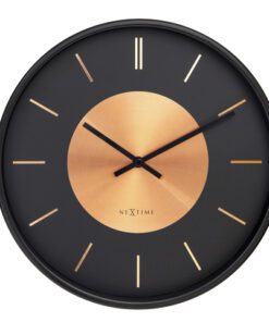 Wandklok NeXtime Retro II 25cm zwart/koper metaal
