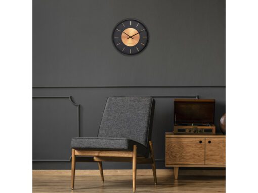 Wandklok NeXtime Retro II 25cm zwart/koper metaal