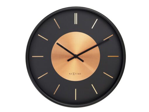 Wandklok NeXtime Retro II 25cm zwart/koper metaal