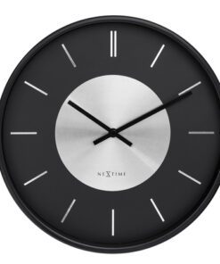 Wandklok NeXtime Retro II 25cm zwart/zilver metaal
