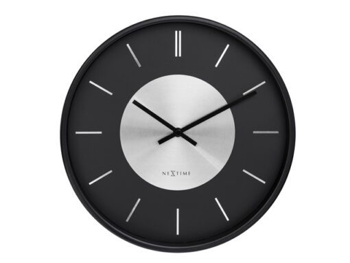Wandklok NeXtime Retro II 25cm zwart/zilver metaal