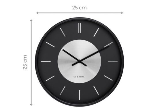 Wandklok NeXtime Retro II 25cm zwart/zilver metaal