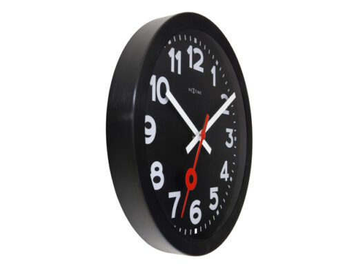 Wandklok NeXtime Station All Black 35cm zwart aluminium