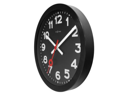 Wandklok NeXtime Station All Black 35cm zwart aluminium