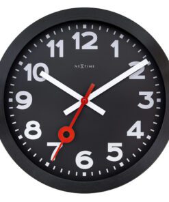 Wandklok NeXtime Station All Black 35cm zwart aluminium