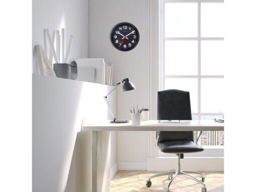 Wandklok NeXtime Station All Black 35cm zwart aluminium