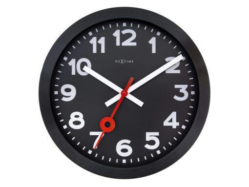 Wandklok NeXtime Station All Black 35cm zwart aluminium