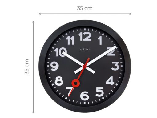 Wandklok NeXtime Station All Black 35cm zwart aluminium