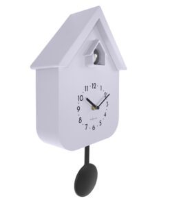 5 cm ) is een speelse draai van de klassieke koekoeksklok en combineert vintage charme met een eigentijdse look in een coole kleur. Geniet van het wakker worden met natuurgeluiden