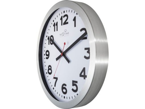 Wandklok NeXtime dia. 35 cm, aluminium, wit, 'Station'      Radio Controlled (DCF)