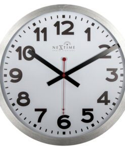 Wandklok NeXtime dia. 35 cm, aluminium, wit, 'Station'      Radio Controlled (DCF)