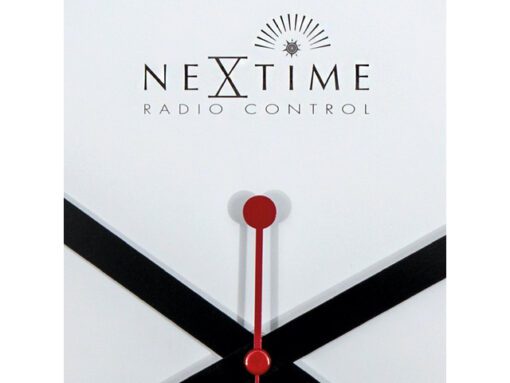 Wandklok NeXtime dia. 35 cm, aluminium, wit, 'Station'      Radio Controlled (DCF)