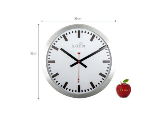 Wandklok NeXtime dia. 35 cm, aluminium, wit, 'Station'      Radio Controlled (DCF)