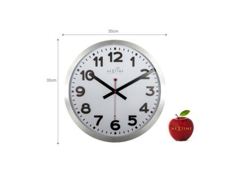 Wandklok NeXtime dia. 35 cm, aluminium, wit, 'Station'      Radio Controlled (DCF)