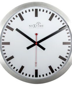 Wandklok NeXtime dia. 35 cm, aluminium, wit, 'Station'      Radio Controlled (DCF)