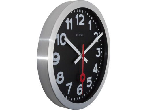 Wandklok NeXtime dia. 35 cm, geborsteld aluminium, 'Station'