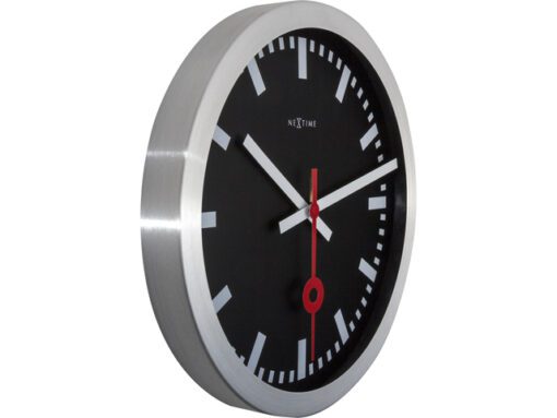 Wandklok NeXtime dia. 35 cm, geborsteld aluminium, 'Station'