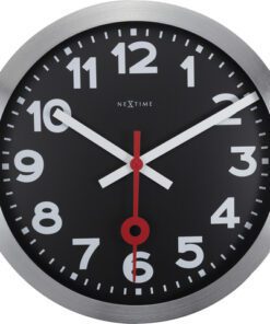 Wandklok NeXtime dia. 35 cm, geborsteld aluminium, 'Station'