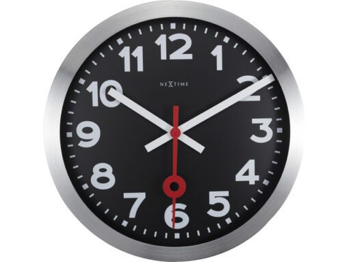 Wandklok NeXtime dia. 35 cm, geborsteld aluminium, 'Station'
